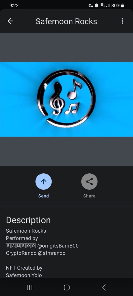 mauijay's tweet photo. Just won this amazing safemoon nft #safemoonrocks . Thank you @SafemoonYolo @sfmrando , think I've listened to it like 50 times already . Love it https://t.co/vrNjJWHV2j