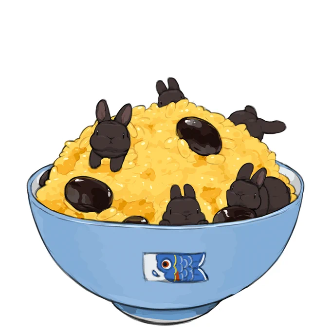 こちらは皆様御存知、黄飯(きいはん)もしくは黄いないおこわと呼ばれ端午の節句に食べる、くちなしで黄色く染めたおこわに黒豆が混ざった一品ですね☆ こどもの日はこれが無くちゃ始まりませんよね☆