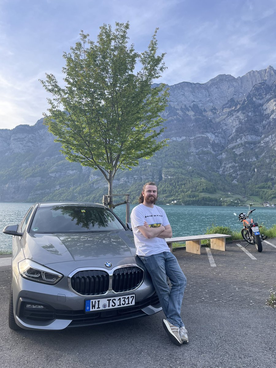 kpadgett00's tweet photo. Me and Leslie woke up early today to head to Austria, Switzerland, and Liechtenstein. Aside from having fun on the autobahn in this brand new BMW 1 series, it was great to be able to drive around with her in the car again after 4 months of very long distance. Unbeatable views too https://t.co/9PBeVO5KfH