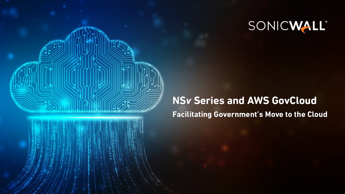 SonicWall's tweet photo. Maximize federal #cloudsecurity with SonicWall NSv Series virtual firewalls and #AWSGovCloud. Get on-prem level protection via #RTDMI, IPS and app control to secure gov. cloud instances against threats. See how #SonicWall NSv excels in AWS environments. https://t.co/pt7Abm82kF https://t.co/Ts9FxRCvOS