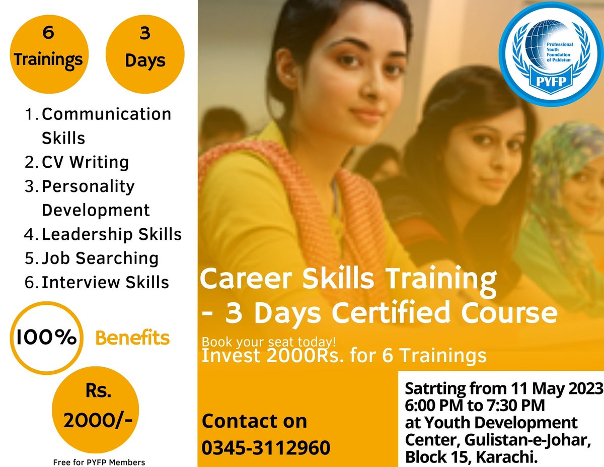 pyfp_ngo's tweet image. 𝑪𝒂𝒓𝒆𝒆𝒓 #𝑺𝒌𝒊𝒍𝒍𝒔 𝑻𝒓𝒂𝒊𝒏𝒊𝒏𝒈
𝟑 𝒅𝒂𝒚𝒔 #𝑪𝒆𝒓𝒕𝒊𝒇𝒊𝒆𝒅 #𝑪𝒐𝒖𝒓𝒔𝒆 𝒘𝒊𝒕𝒉 𝟔 #𝑻𝒓𝒂𝒊𝒏𝒊𝒏𝒈𝒔
𝙇𝙞𝙢𝙞𝙩𝙚𝙙 𝙨𝙚𝙖𝙩𝙨 𝙖𝙧𝙚 𝙖𝙫𝙖𝙞𝙡𝙖𝙗𝙡𝙚, 𝙗𝙤𝙤𝙠 𝙮𝙤𝙪𝙧 𝙨𝙚𝙖𝙩 𝙟𝙪𝙨𝙩 𝙞𝙣 𝟐𝟎𝟎𝟎 𝙍𝙎.
𝘾𝙤𝙣𝙩𝙖𝙘𝙩 𝙤𝙣 𝟎𝟑𝟒𝟓-𝟑𝟏𝟏𝟐𝟗𝟔𝟎