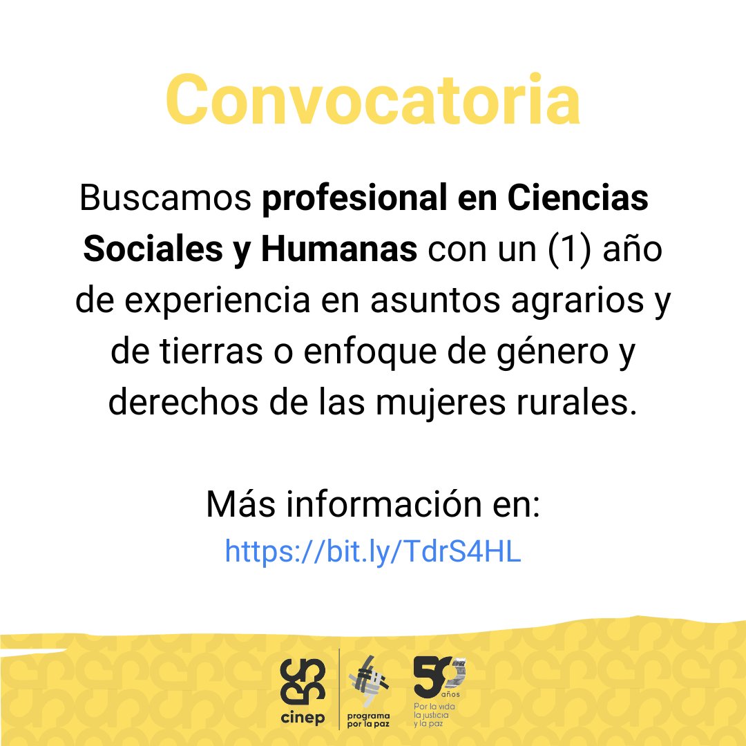 🚨 #Convocatoria para profesionales en Ciencias Sociales y Humanas que apoyen acciones en el marco de la campaña #S4HL. 🔗 Más información en: bit.ly/TdrS4HL