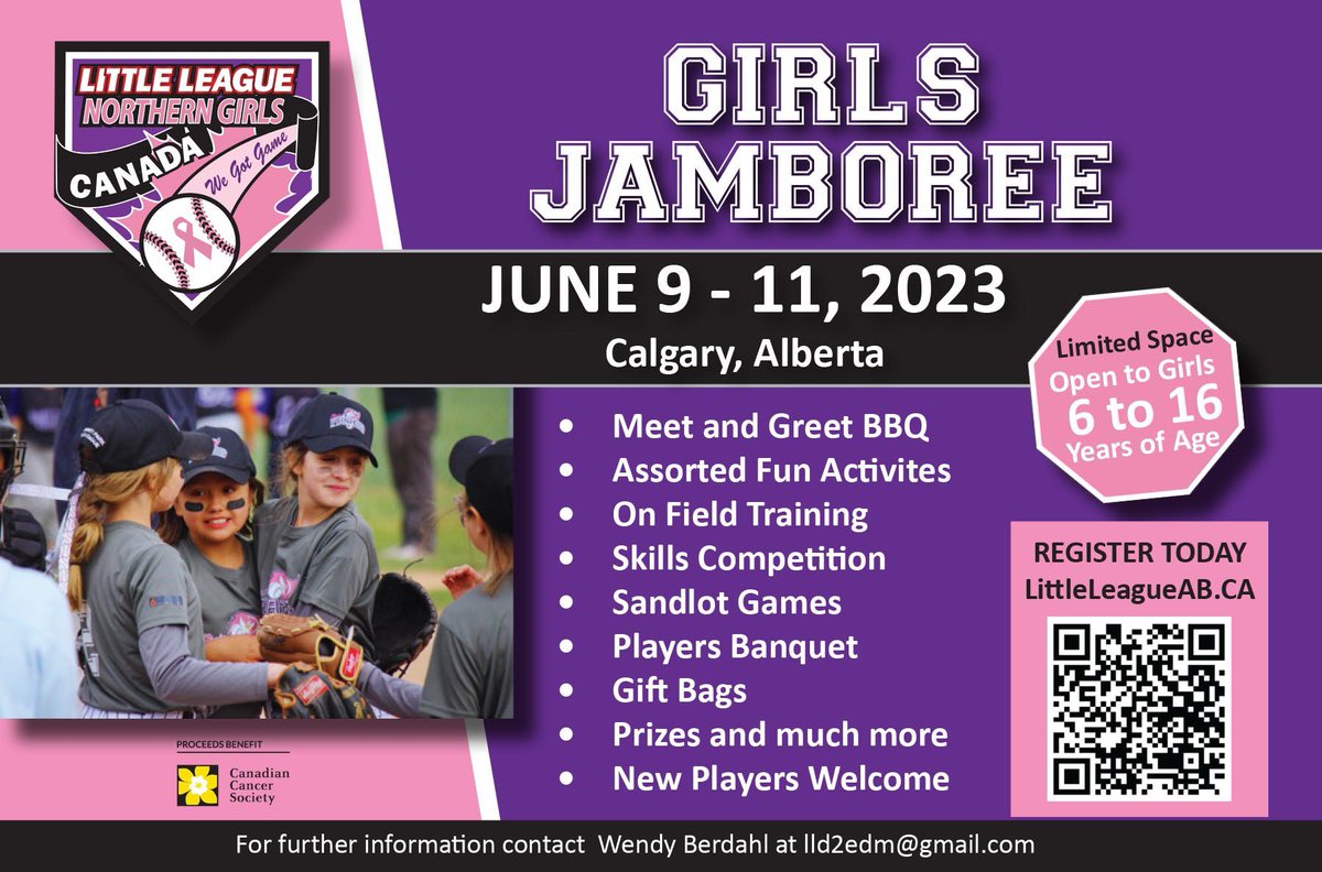 Hey all! Please register your girls. Such an amazing weekend planned for girls who love to play ball. #yyc #littleleagueab #softball #baseball