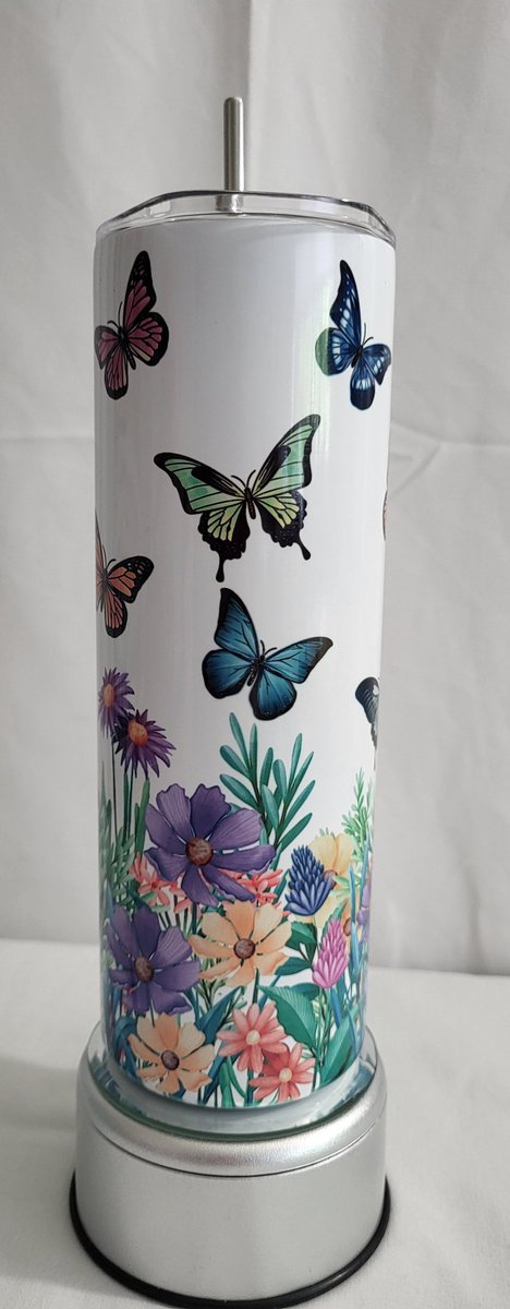 Excited to share the latest addition to my #etsy shop: 20 Oz Skinny Tumbler, Pretty butterflies, floral Spring Tumbler etsy.me/41mjPo5 #metal #white #blue #birthday #mothersday #floraltumbler #christmasgift #giftformom #giftforher