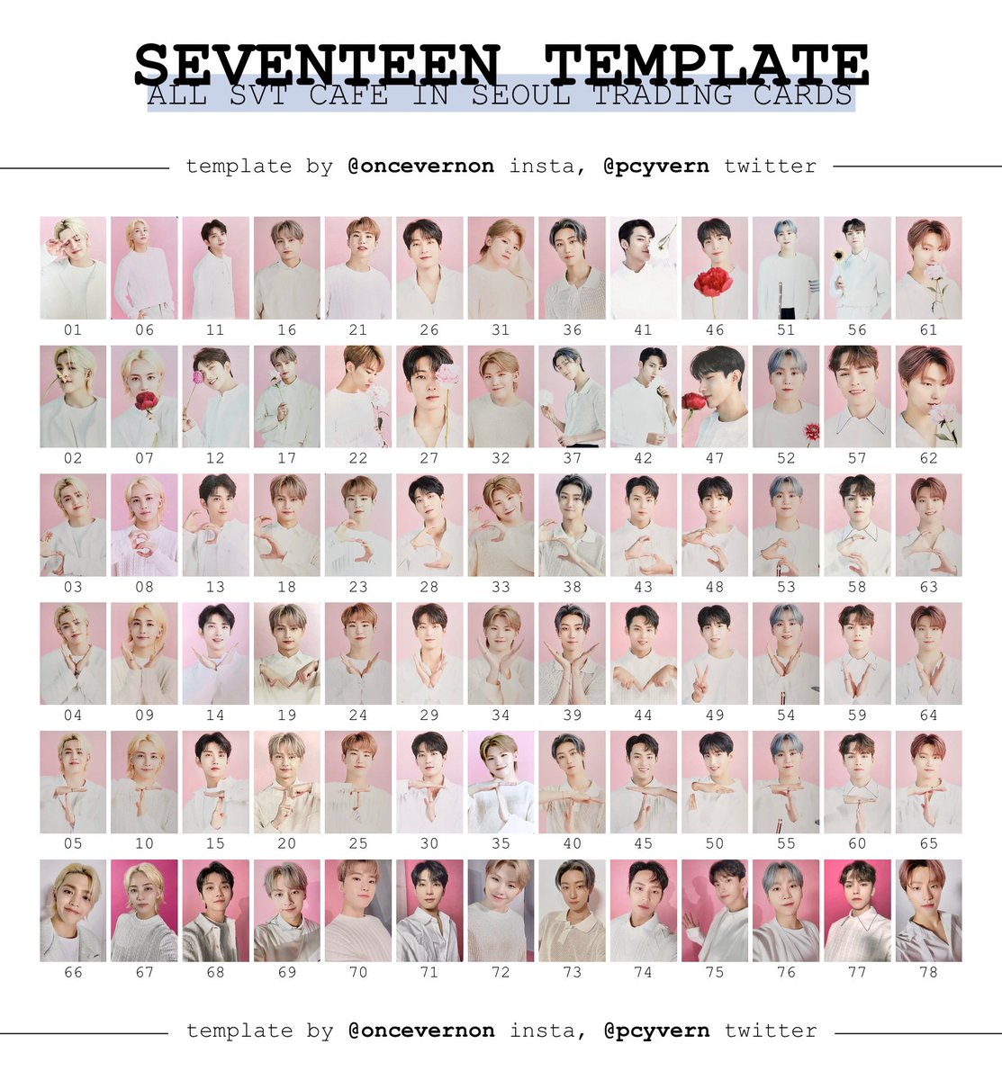 seventeen cafe in seoul trading cards full numbered ot13 template