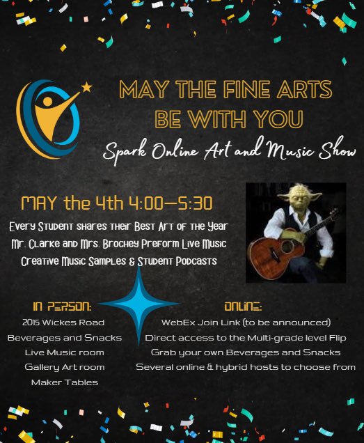 What’s the best way to celebrate art and music on May 4th? Why the Spark Art and Music Show! Live music, maker spaces and student artwork of course! Please join us at Spark@Trailblazer! <a href="/CSSD11/">Colorado Springs Schooll District 11</a>
