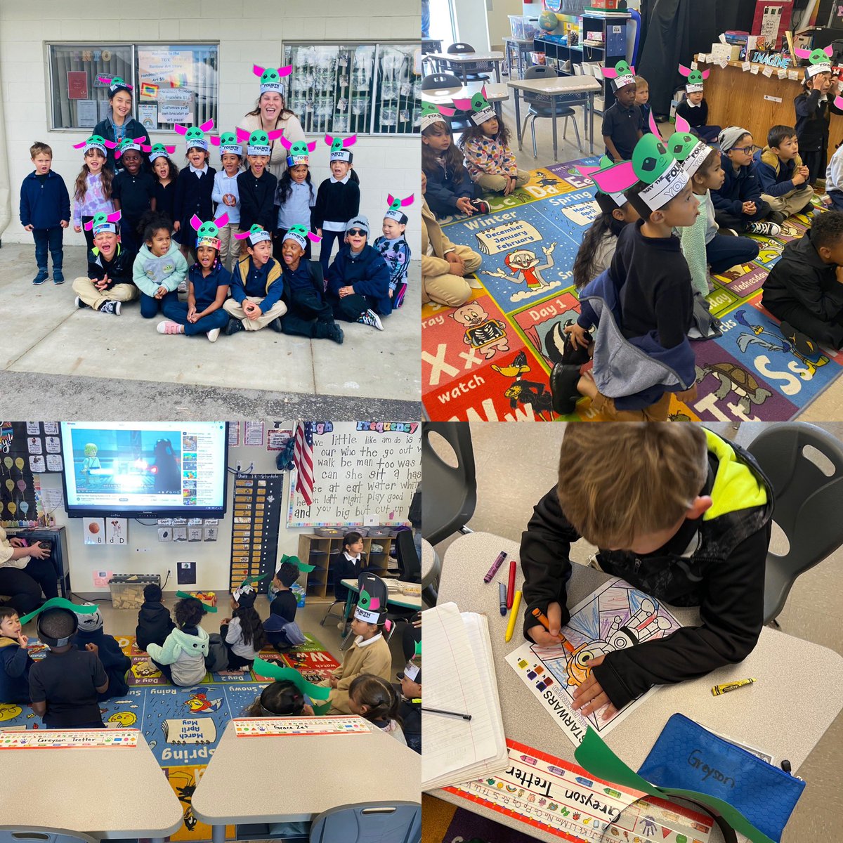 vbrattolitk's tweet photo. May the Fourth be with you! We had a great Star Wars day today! We started with a Star Wars high frequency word search, Star Wars games, coloring C-3PO by numbers, creating our own galaxies in a jar, and using our light sabers to keep the โdroidโ in the air! #iaecspumas https://t.co/s6V1jxpzrY