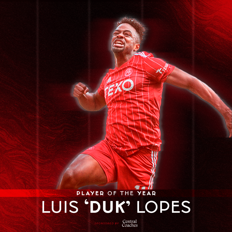 AberdeenFC's tweet photo. Our 2022/23 Player of the Year, sponsored by Central Coaches, is Luis 'Duk' Lopes.

Duuuuuuuuuuuuuuuuuuukkkkkkkkkk 👏 https://t.co/TnqJIb0C0x