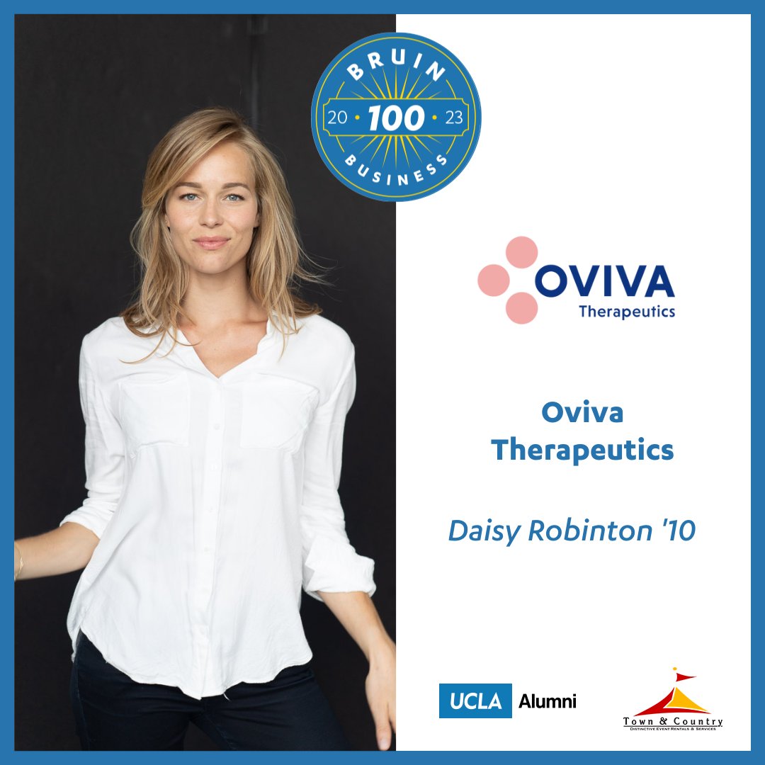A big thank you to @UCLA_Alumni for the honor of being recognized on the Bruin Business 100 list this year for our work at @OvivaTx. Elevating awareness about the importance of funding and innovation in women's health is half the battle! #BruinBusinesses #womenshealth
