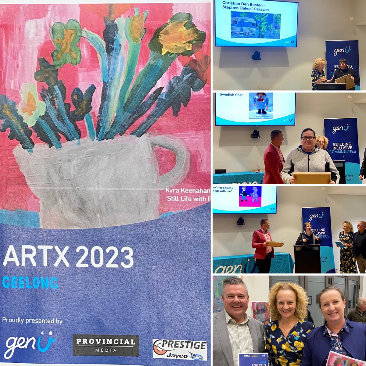 CrAnthonyAitken's tweet photo. @genUconnect ARTX 2023. @Mel_Brownbill & I throughly enjoyed Geelongโs inclusive & all abilities art expo. Congrtaulations to the artists & winners. All pieces now on sale at EasternHub. #CelebratingDisability https://t.co/bXFB8U0yZ8