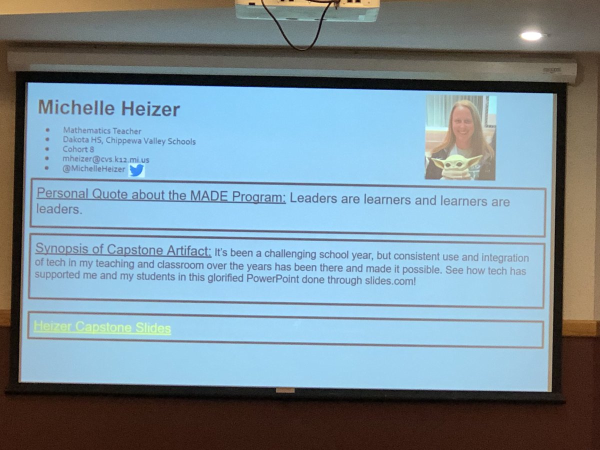 drjennparker's tweet photo. @MichelleHeizer shares her #PandemicShift in her classroom @DakAdm as a 2-year completer of #MacombMADE Capstone Night - thank you @RonRobertsGoCVS for your support! https://t.co/ixXFCEdO69