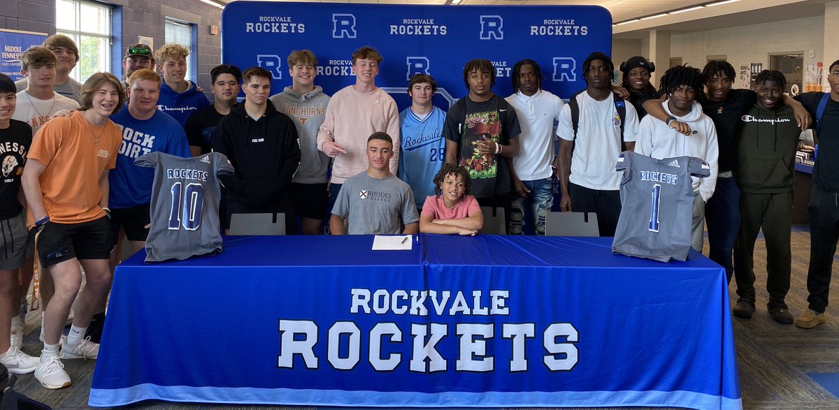 Rockvale_FB's tweet photo. Congratulations to @RobbieDaniel390 for signing today to continue his academic and athletic career with @RhodesFootball We are all proud of you and excited for your future! 

#RocketsUp🚀 #FAMILY #Rocket4Life https://t.co/jqc72pZvi2