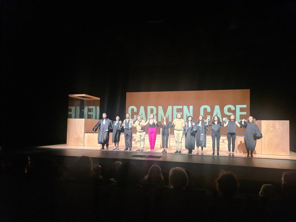 BROUCHJ's tweet photo. Plaisir d'assister à la création "Carmen, cour d'assises" au @TAP_POITIERS. Une coproduction OARA pour marquer les 60 ans de @ArsNovaEnsemble qui a eu le privilège d'ouvrir le cycle des résidences OARA à la MÉCA @NvelleAquitaine en septembre 2019. 
@al_rousset @CharlineClaveau https://t.co/hws9JVGtdN