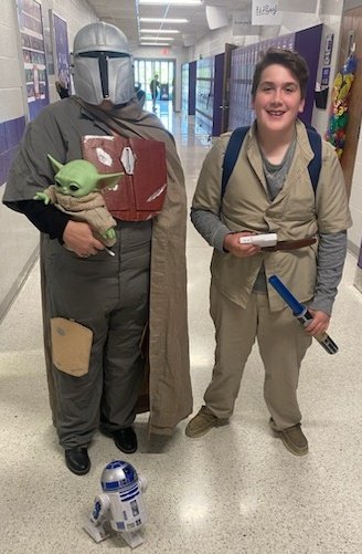 The Fourth was with us today <a href="/ChandlersSchool/">Chandler's School</a> !  We have some fun middle school learners who geek out well with silly, old teachers like me.  So much fun!  (Thanks to my son for the DIY Mandalorian attire.) #MayTheFourthBeWithYou #LCPride