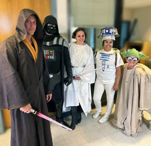 FollowMercy's tweet photo. The Force is strong at #MercyAda! Whether you’re a Wookie or just Jar Jar, there’s a place for you in our galaxy.
(From left to right: Mike Roe, Eathen Graham, Alyssa McDonald, Ashley Wood, and Renee Rackley Allen)
#MayThe4thBeWithYou #StarWarsDay https://t.co/gfQ0EDyi28