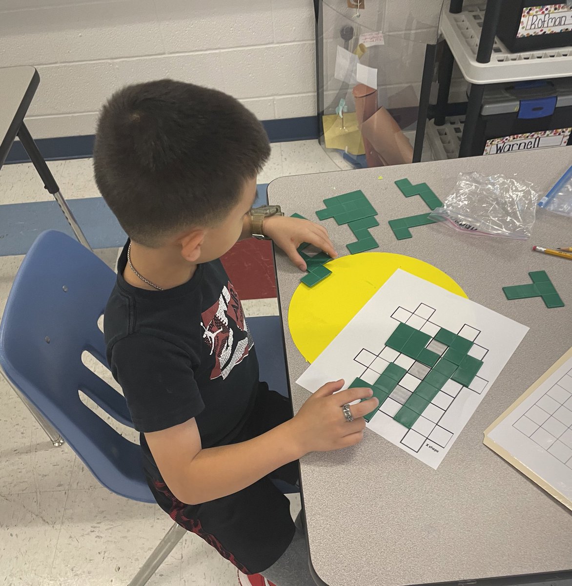 MsLinehanBMES's tweet photo. Pentominoes with some Kinders… “Okay, time to clean up it’s almost dismissal.” 
6yo “How dare you make us clean up!!” Another 6yo: “Yeah! We don’t want to go back!!” 😂😂  @ModedraBMES @PWCSGiftedEd #TimeFliesWhenYoureHavingFun! https://t.co/IsdKufQl7A
