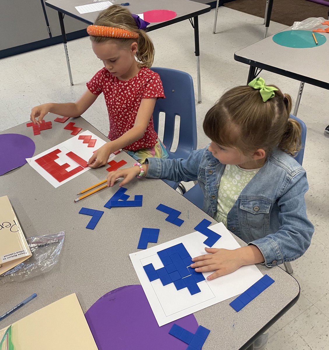 MsLinehanBMES's tweet photo. Pentominoes with some Kinders… “Okay, time to clean up it’s almost dismissal.” 
6yo “How dare you make us clean up!!” Another 6yo: “Yeah! We don’t want to go back!!” 😂😂  @ModedraBMES @PWCSGiftedEd #TimeFliesWhenYoureHavingFun! https://t.co/IsdKufQl7A