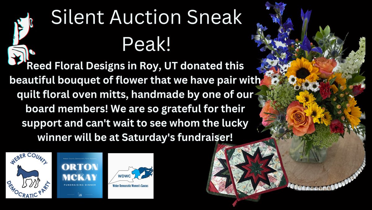 WDWC1973's tweet photo. Spring is here and @reedfloral is helping us bring alittle of that into your home with this beautiful floral arrangement! Paired with a set of quilted floral oven mitts made by one of our board members, this Silent Auction item is sure to put a SPRING into the lucky https://t.co/PypGMBxhMc