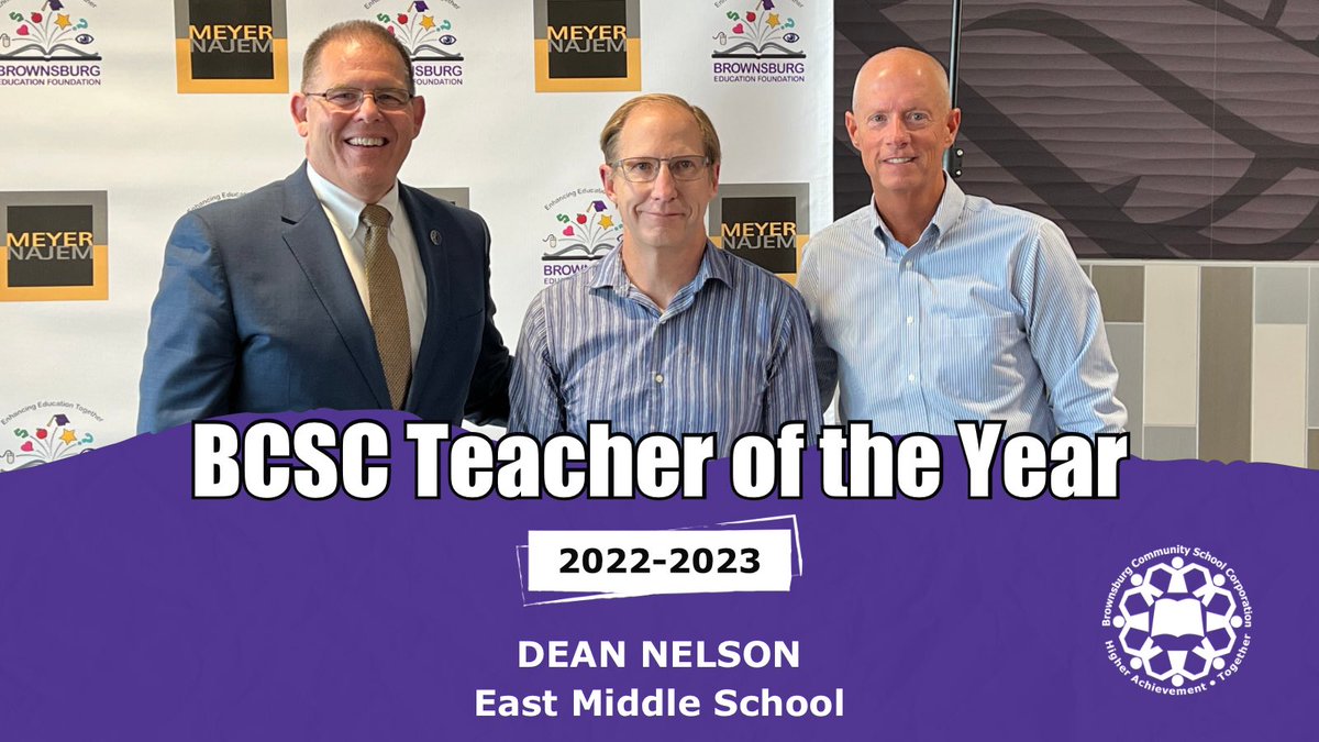 Brownsburg_CSC's tweet photo. Congratulations to @AllThingsBEMS Dean Nelson - BCSC Teacher of the Year! https://t.co/SQHCAFsIN5