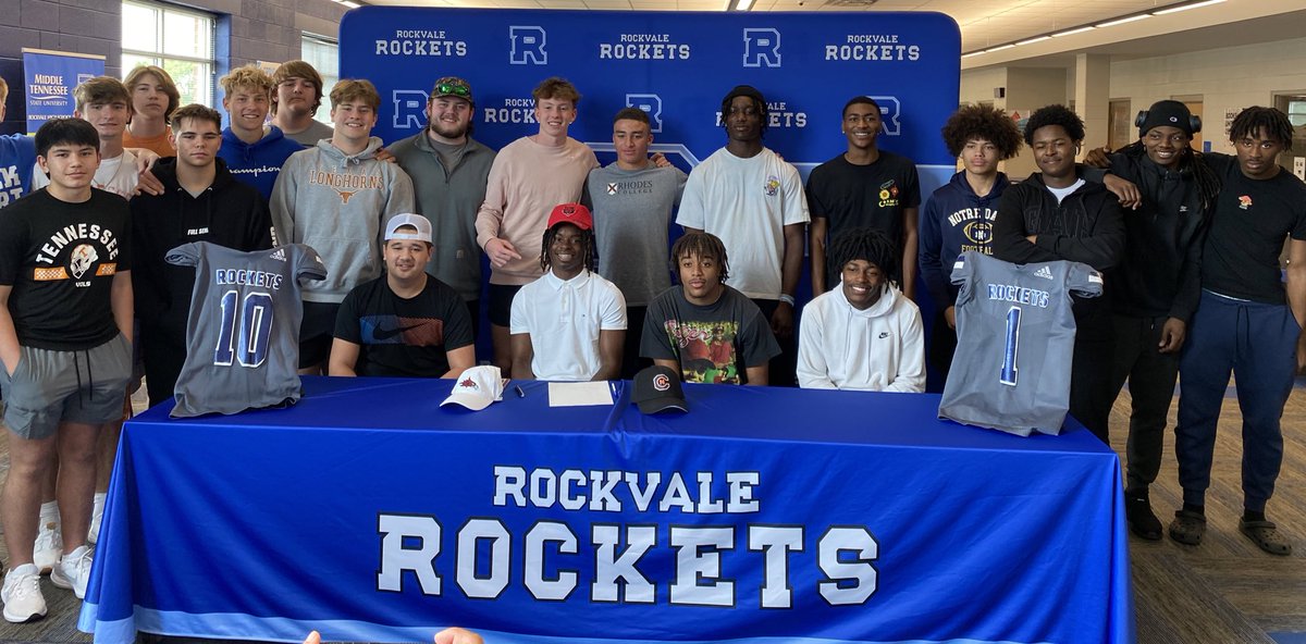 Rockvale_FB's tweet photo. Congratulations to @frierson_jabari who signed today to continue his athletic and academic career at @AStateFB We couldn’t be more proud of you and look forward to seeing you succeed at the next level! 

#RocketsUp🚀 #FAMILY #Rocket4Life https://t.co/NU88HS2knW