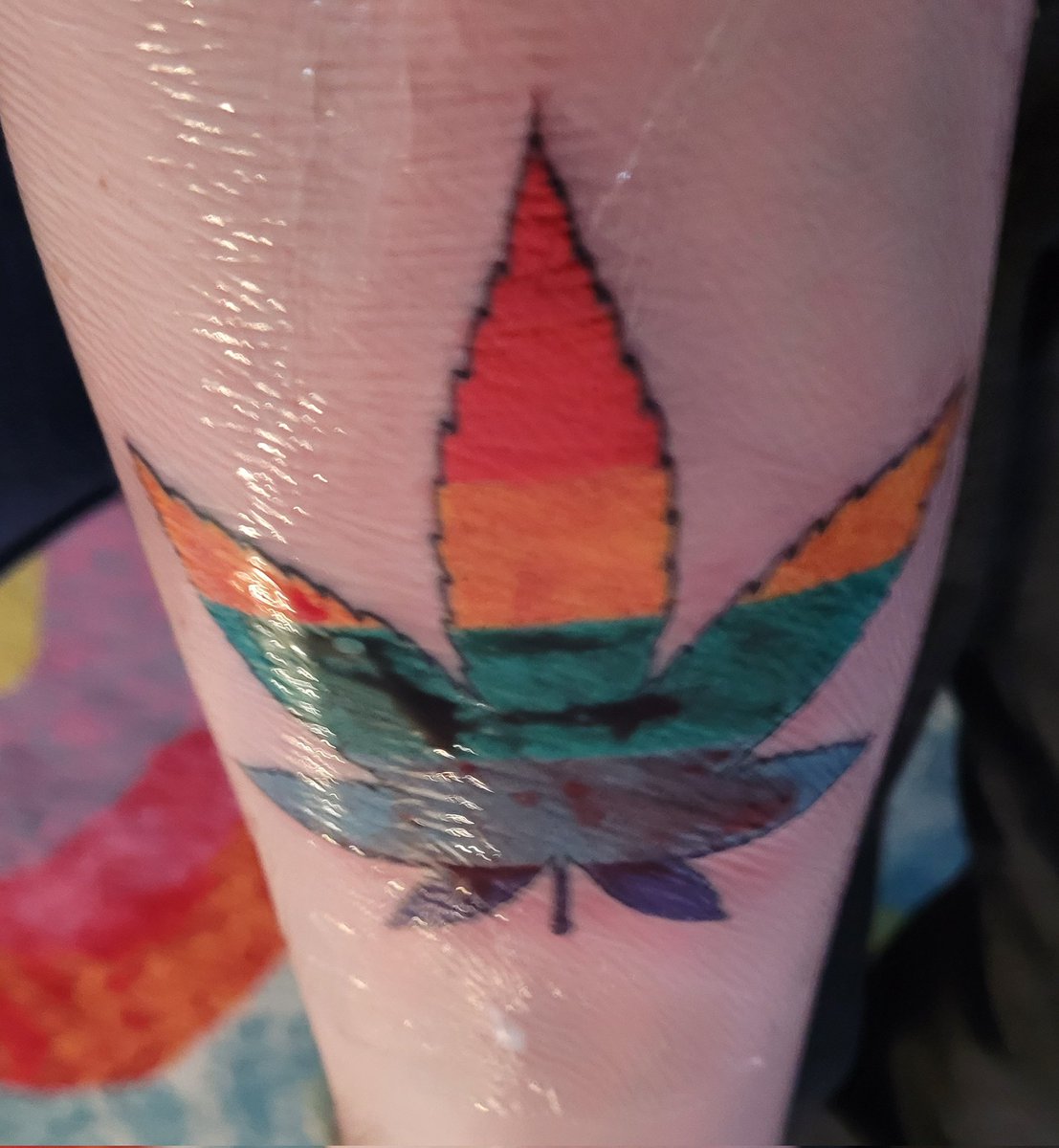 cannabisinfuse's tweet photo. My new artwork, once it heals it will look better #potleaf #pride https://t.co/jZ0olvUVDC