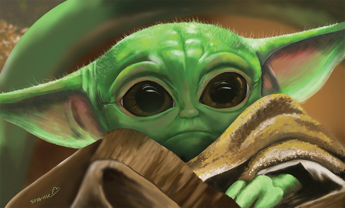 Storme_cloud's tweet image. A #tbt for #MayTheFourthBeWithYou with a Grogu painting!
