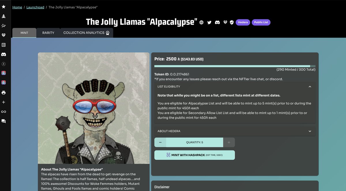 Only 10 llamas left! I am so close!!

nftier.tech/mint/the-jolly…