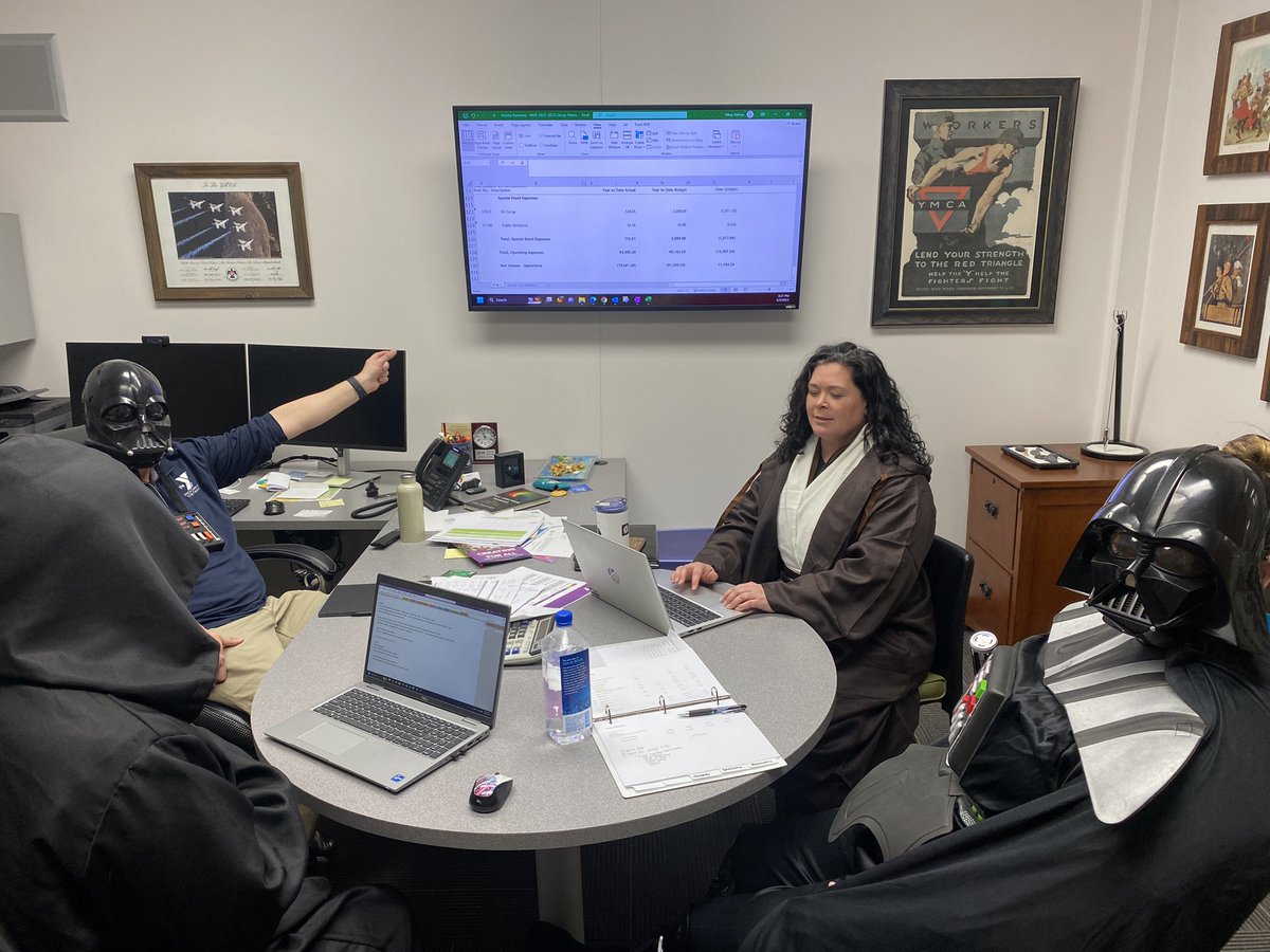 Nothing better than a little budget review with Darth Vader. #maythe4thbewithyou #ymcacassclay. #YOUSHALLMAKEBUDGET