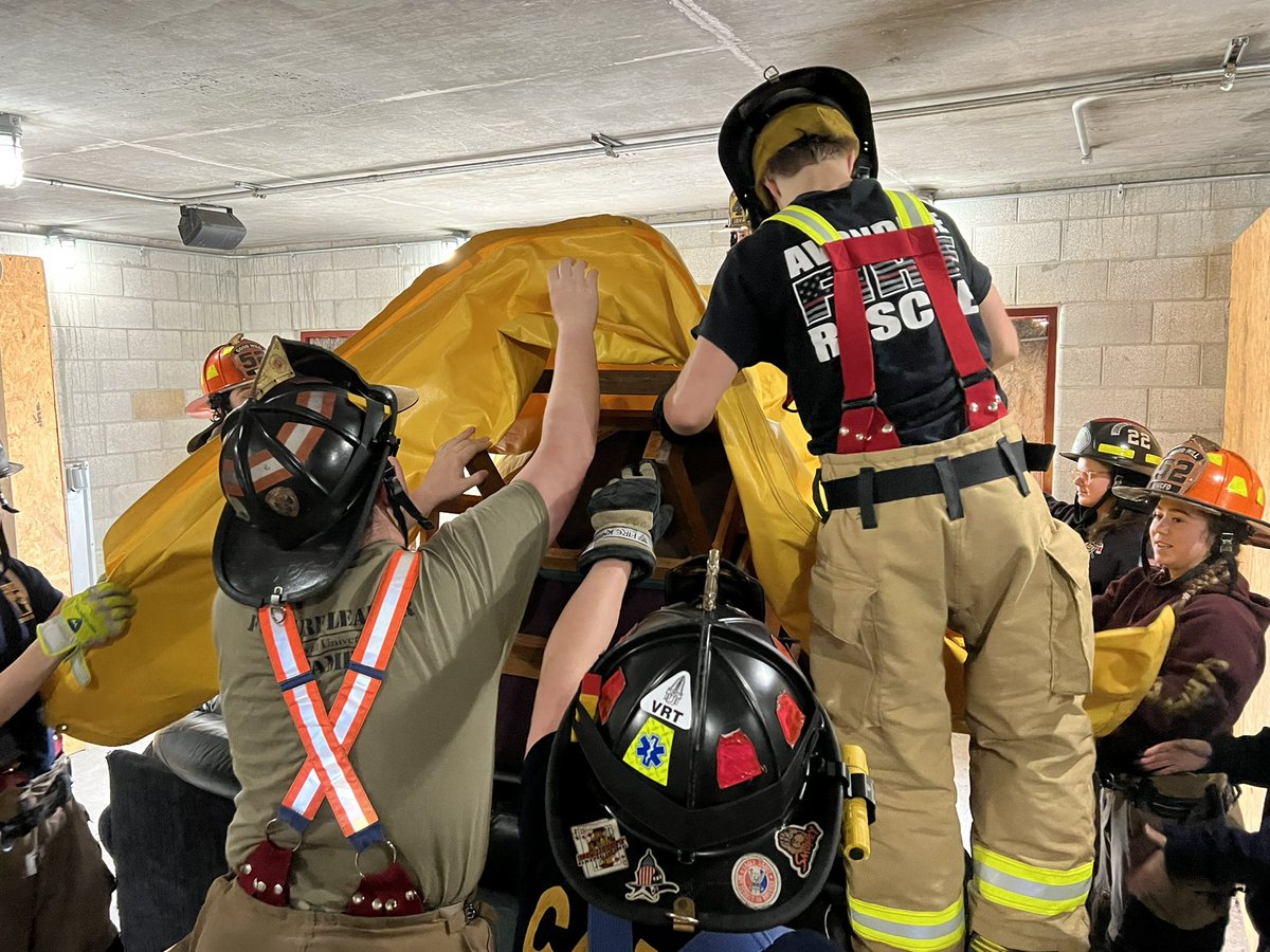 Today the Fire Cadets performed salvage and overhaul. #ff1 #firefighter #cte #firstresponders #continuoustraining @oactep @OJSHSLearns