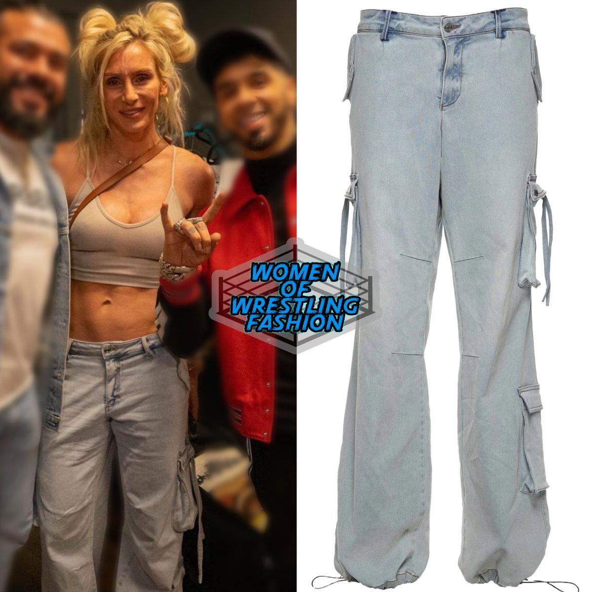 WmenWrstlinFash's tweet photo. .@MsCharlotteWWE is wearing the Samirβs Low Rise Cargo Jeans from #Seroya ($325) https://t.co/Ig49LhzvjI