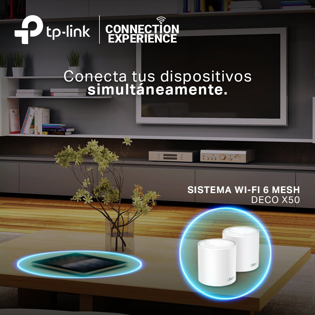 TPLinkMX's tweet photo. Aumenta el alcance de tu #WiFi con el Deco X50 y conecta todos tus dispositivos a la misma red.

➡️ https://t.co/bdkGKpEIx8.

#TPLink #Deco #ConnectionExperience #Mesh https://t.co/JqcctyWaJd