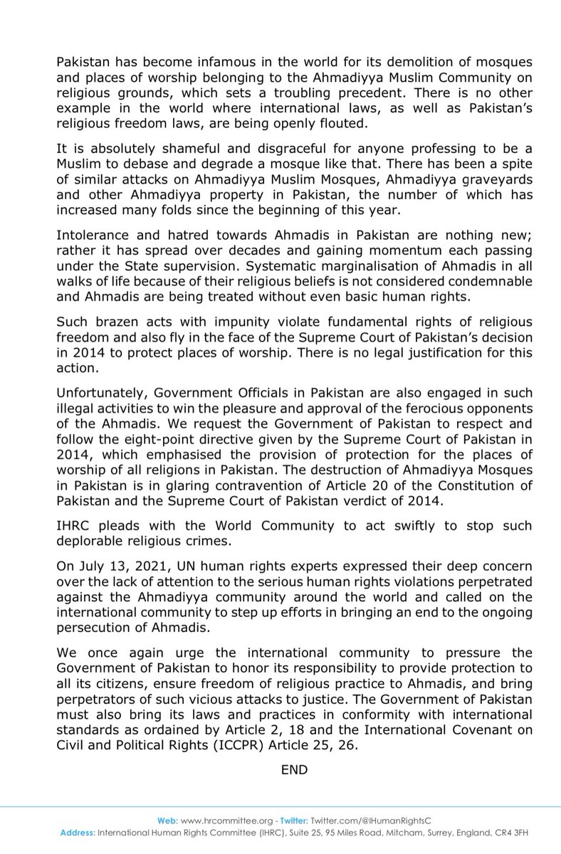 IHumanRightsC's tweet photo. ⚠️ INCIDENT REPORT

VIOLENT MOB OF 150 DESECRATES YET ANOTHER AHMADI MUSLIM MOSQUE IN PAKISTAN 🇵🇰 

THE THIRD IN A STRING OF BARBARIC AND UNJUST ATTACKS ON HOLY PLACES OF WORSHIP

⬇️ Full report https://t.co/ZYvFqC6JI7