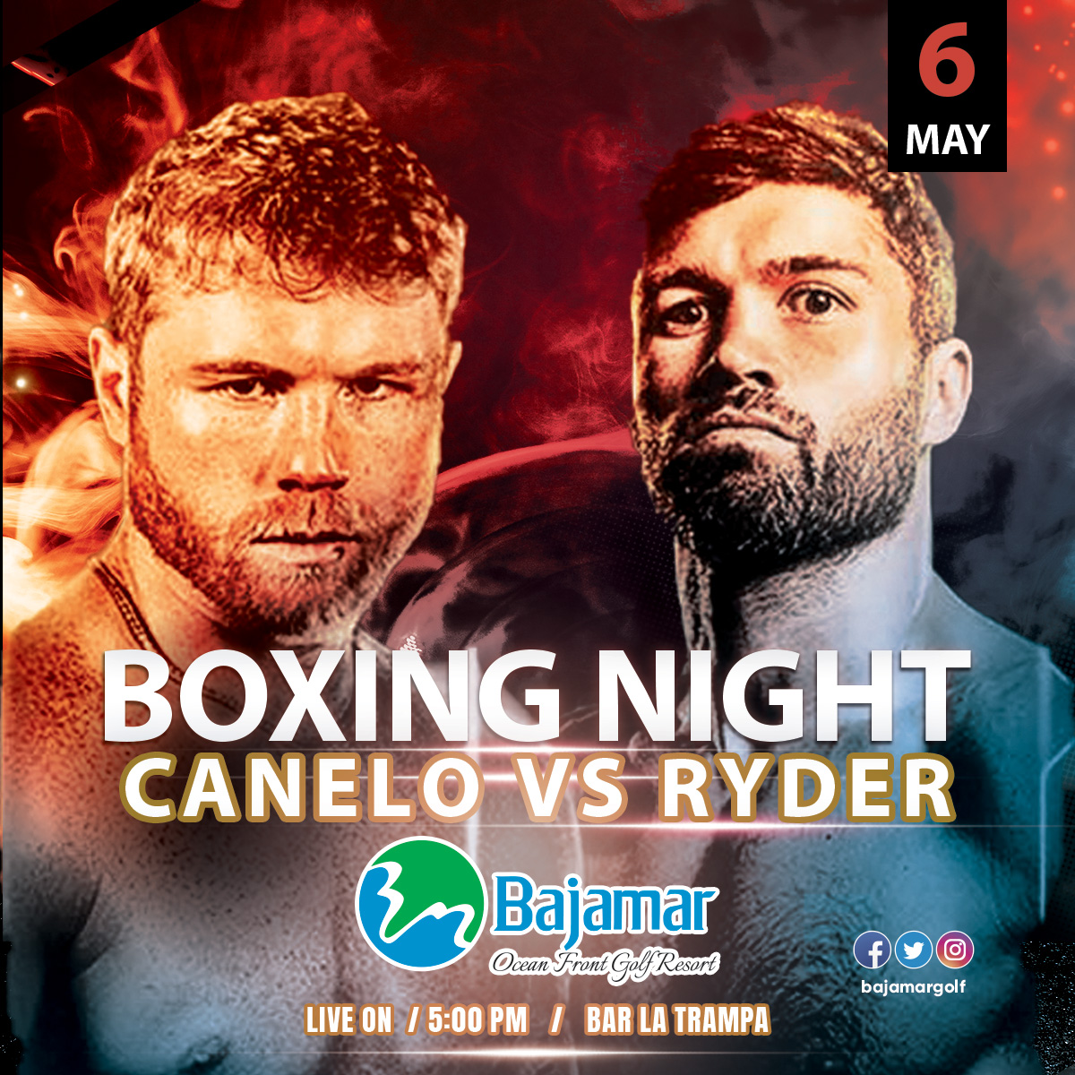 bajamargolf's tweet photo. Live with us the exciting boxing match of Saúl "Canelo" Álvarez vs John Ryder📷
Reservations:
📷 + 52 646 155 01 51
📷 bajamar@golfbajamar.com
https://t.co/CTjnCxEzEF
Live, Play and Enjoy! 📷
#Box #tour #resort #Bajamar #tourism https://t.co/RDcFQ5LXOM