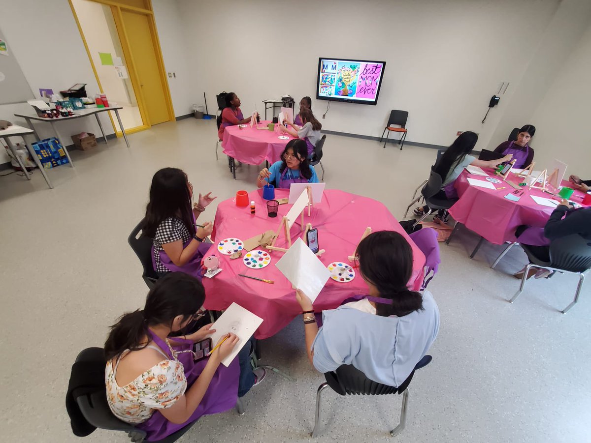 _mrsharris's tweet photo. Mrs. Boyer and I just hosted a heartwarming meeting where the girls made beautiful paintings to express their love and gratitude towards a mother-like figure in their lives. It's wonderful to see the power of art and the importance of showing appreciation! #GirlsClub #Gratitude https://t.co/GMfdpP5VGt
