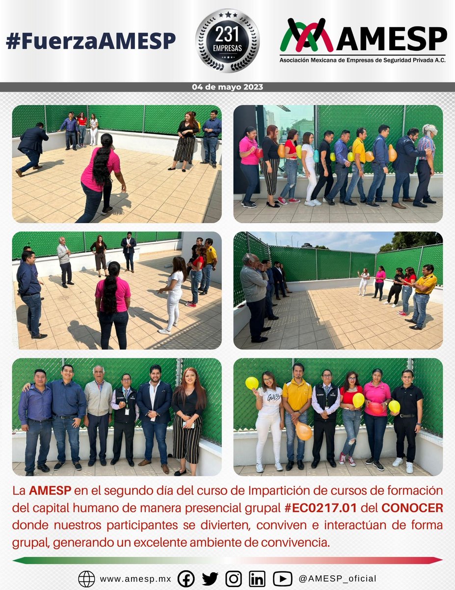 AMESP_oficial's tweet photo. La AMESP en el segundo día del curso de Impartición de cursos de formación del capital humano de manera presencial grupal #EC0217.01 del @ConocerMx donde nuestros participantes se divierten, conviven e interactúan de forma grupal, generando un excelente ambiente de convivencia. https://t.co/Vz2HzbTAHk