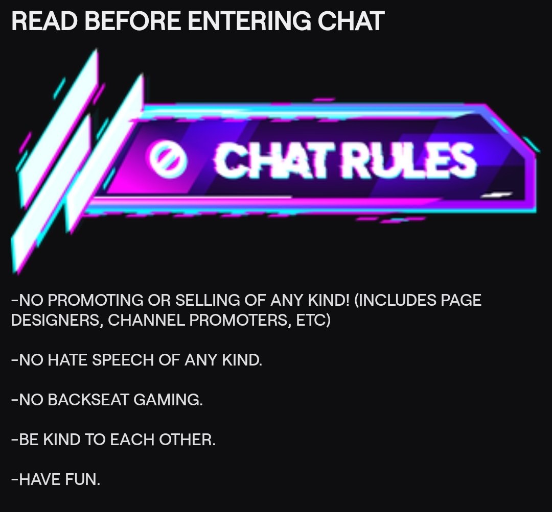 RogueArrow3's tweet image. I mean.. these are simple rules, right? 
#twitchstreamer #ChatRules  #twitch.