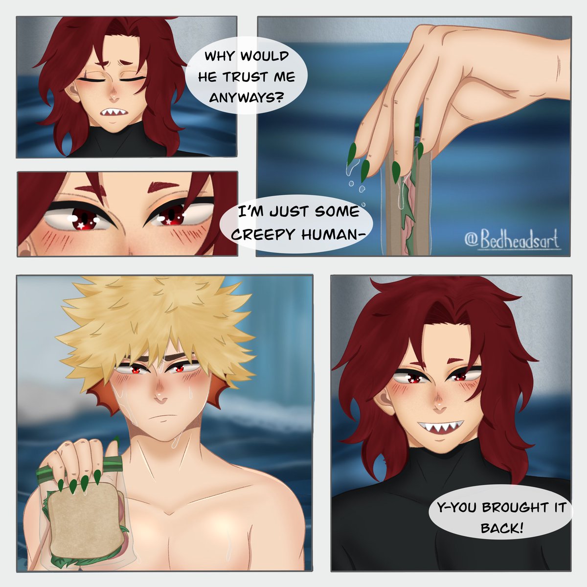 bedheadart's tweet photo. Merman au part 4: Making progress #kiribaku https://t.co/n49RAISErH