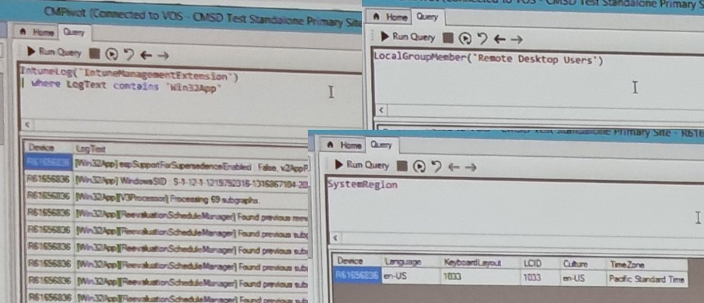 panusaukko's tweet photo. #MMSMOA is a magical event where you can propose changes to #ConfigMgr and they are actually coded. @bflegg added a lot of new #CMPivot entities for:
- Regional settings
- Local group memberships
- Get info from IntuneManagementExtension.log https://t.co/DJpMVN59vM