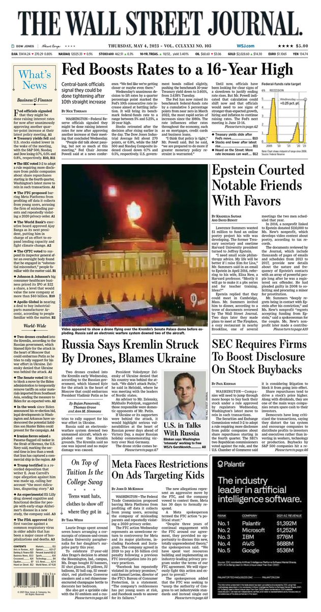 LlMatthew's tweet image. #NowReading #Newspaper #ThursdayEdition #Fed #EpsteinClientList #RussiaUkraineWar️ #SEC #Meta #Tuition