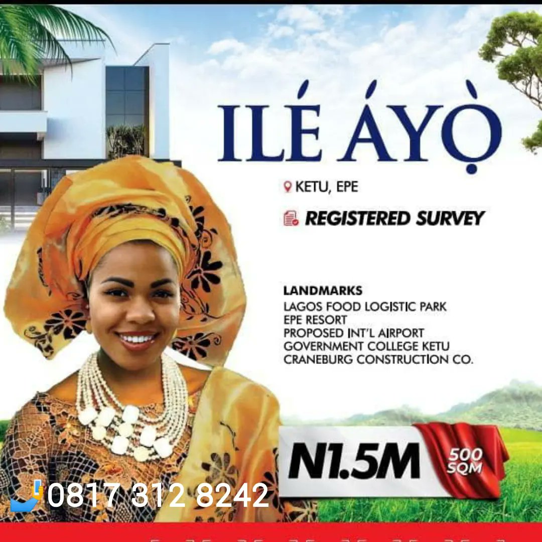 PwanHomesInvest's tweet photo. DESTINATION #EPE 

Everyone tags Epe, Lagos as a town of Beauty, Commerce and Nature.
This is why #investors are choosing to own #REAL_ESTATE in Epe. 

🤳 +234 81 7312 8242
#InvestmentOppurtunity 
#LekkiEpeExpressway
#investInEpe
#Lagos
Nigerian | Messi | Ronaldo | World Cup https://t.co/H1DFpaW4aG