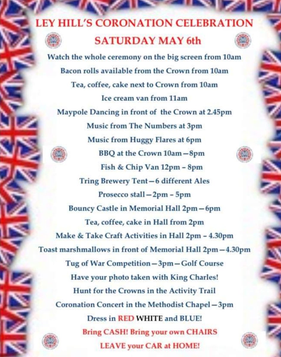 BigWorldExplore's tweet photo. Who's getting excited about the Coronation?! We certainly are! Now comes the tricky decision of which event to attend! Some great options in Amersham and Ley Hill! #Coronation #CoronationWeekend #Amersham #LeyHill #BigWorldExplore https://t.co/p16i6n290u