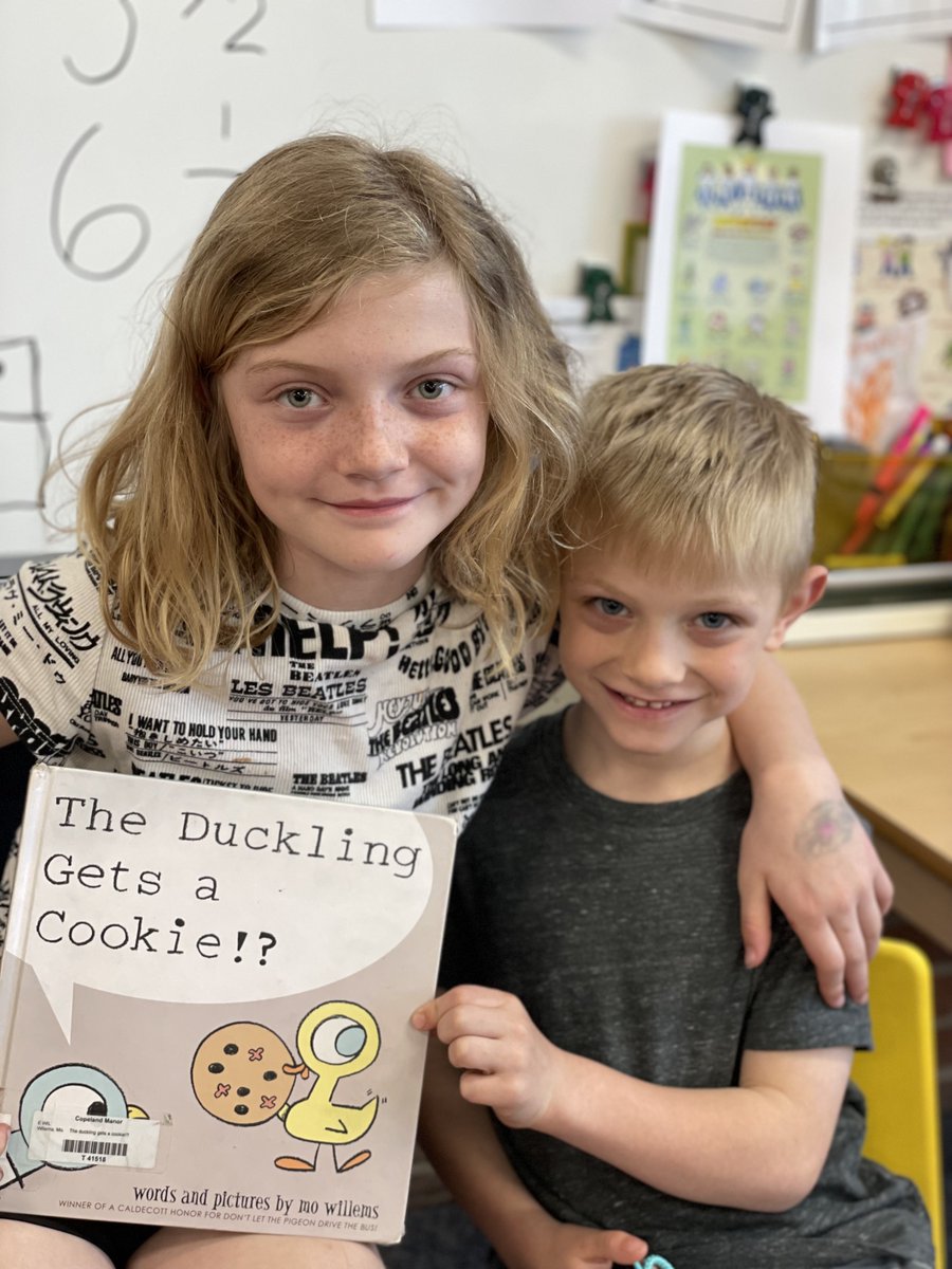 What a surprise to have Molly and Edison's sisters visit to read to us! Thanks for reading to us, Lucy and Emery! Big sisters are the best! #d70cougars
