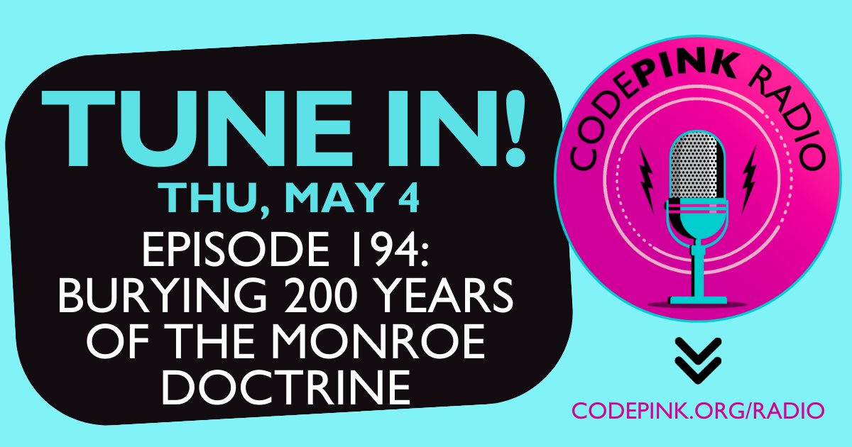 THIS WEEK ON CODEPINK RADIO:
The people of the Americas are charting their own course forward, free from US imperialism. Listen for a special recap of <a href="/AmericasPolicyF/">Americas Policy Forum</a> in Washington, DC this past weekend: open.spotify.com/episode/64iP4u…