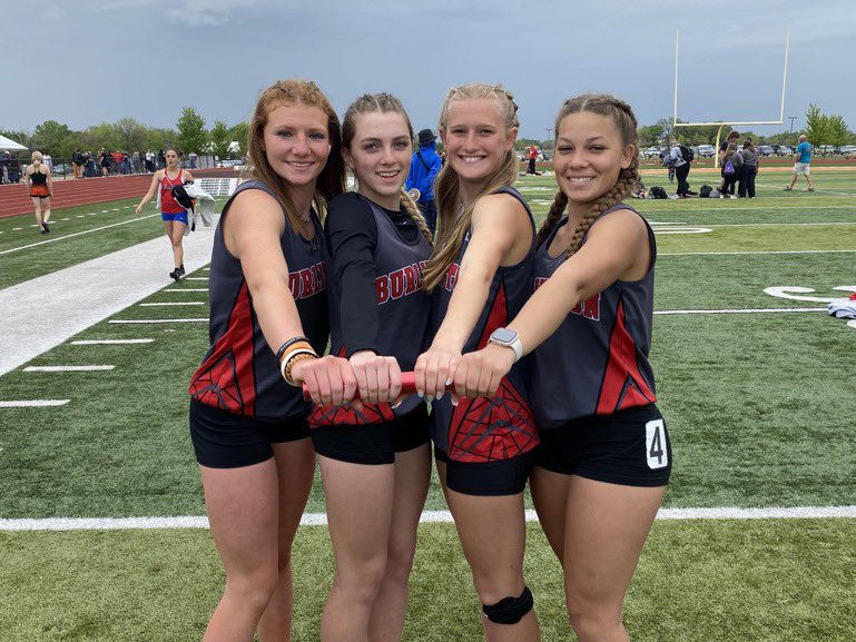 Burlington Girls 4x100 of Haylei Potter, Keely Hoback, Liv Lyons, and Layla Price set a new school record at the Humboldt Invitational with a time of 50.69 seconds.
#sportsinkansas