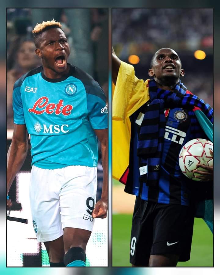 KingswordMusic's tweet photo. @victorosimhen9  has now scored the most Serie A goals by an African player breaking Samuel Eto's record.

He does it in fewer games.

Eto'o 2010/2011
GP35 G21 

Osimhen 2022/2023 
Gp27 G22
But this Under-17 Boy don make History 🇳🇬ooo https://t.co/hmkdZekzGH