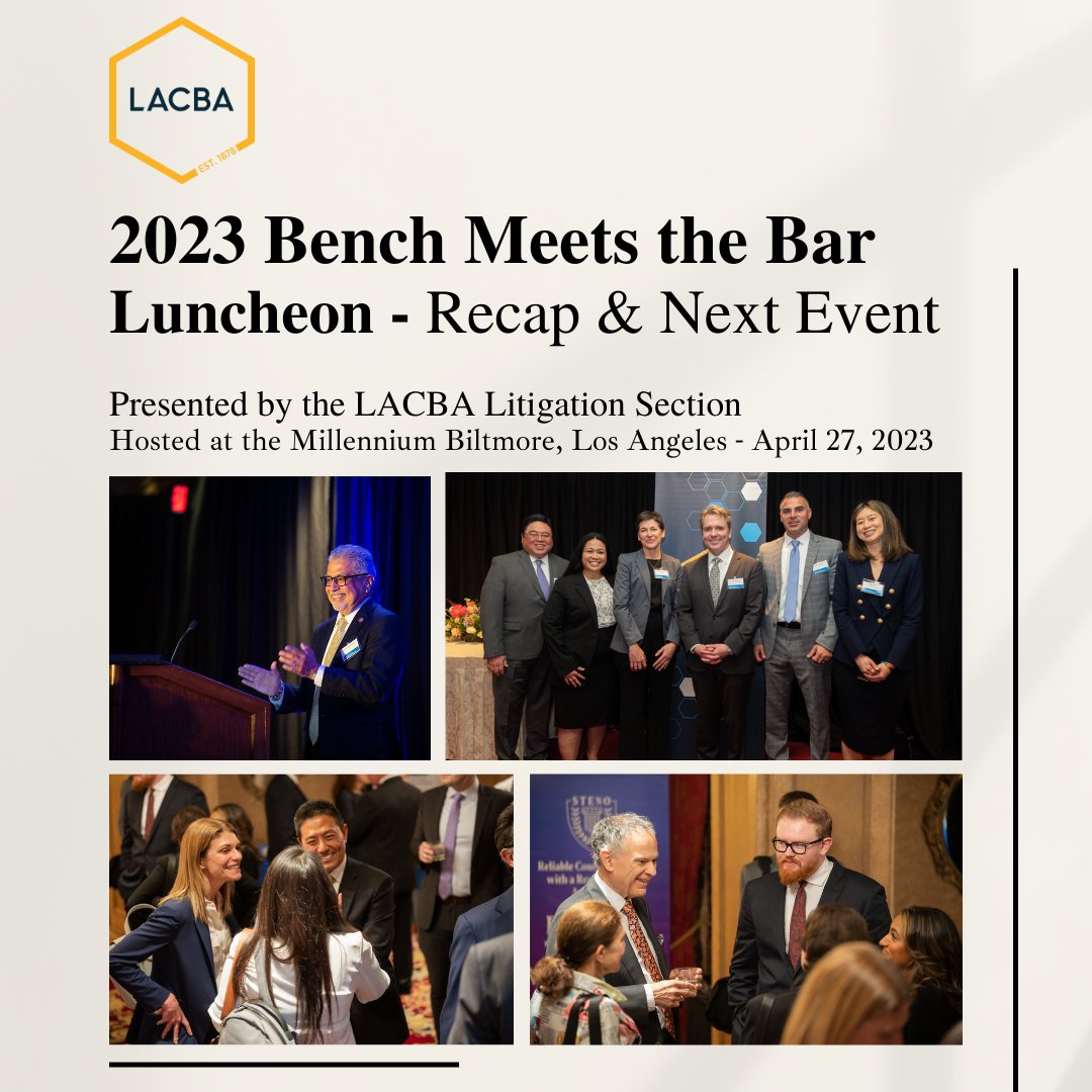 LACBA's tweet photo. ๐ Last week's Bench Meets the Bar Luncheon was an amazing time. Scroll to learn more about this annual event, and follow the link for more photos taken by @hectorislas!
https://t.co/GZuiee23qQ
#lacba #litigation #attorney #californialaw #benchmeetsbar #judge #law https://t.co/vdyjQVRSOn