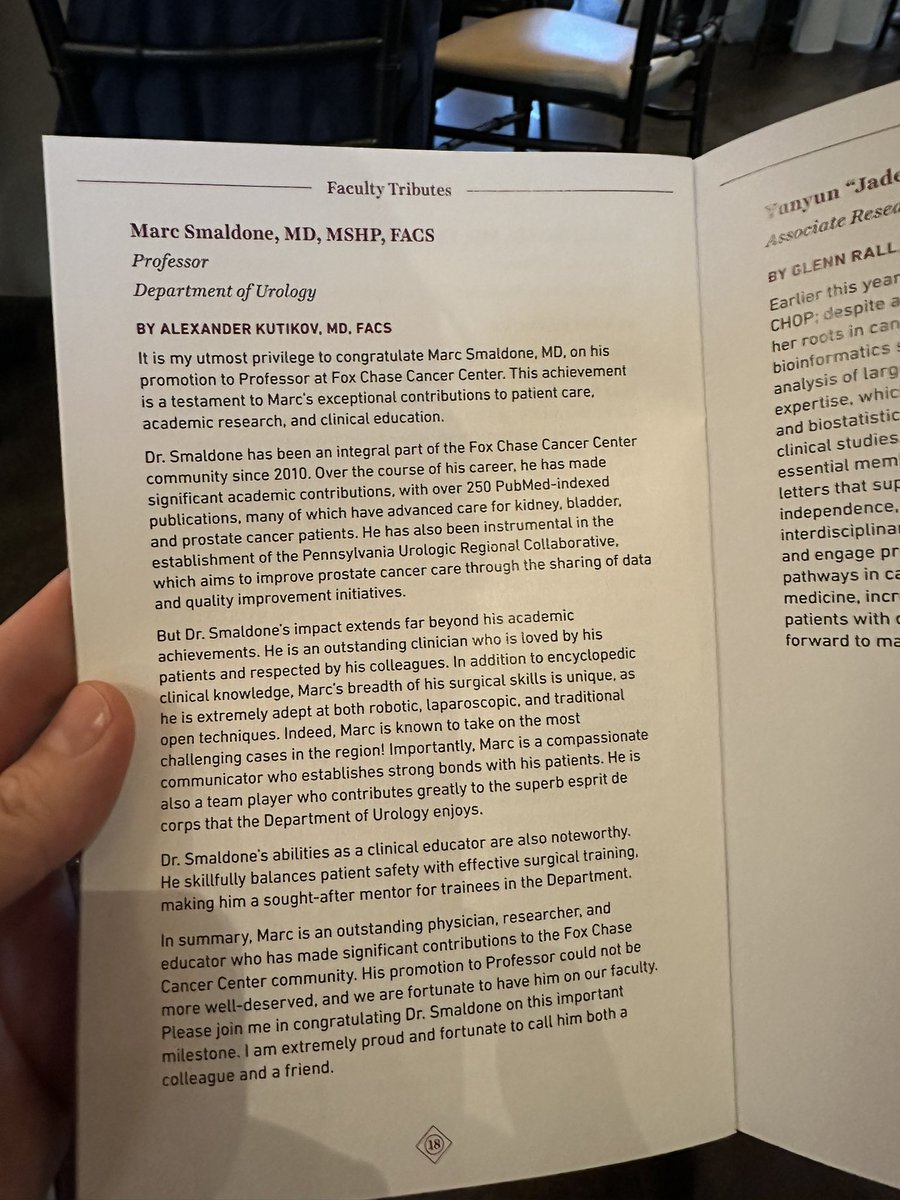 Alexander Kutikov MD (@uretericbud) on Twitter photo Huge kudos to my colleague and friend, Marc Smaldone, on his promotion to Professor at <a href="/FCUroOnc/">Fox Chase Cancer Center Department of Urology</a> / <a href="/FoxChaseCancer/">Fox Chase Cancer Center</a>
Could not be more privileged and proud to grow up with and be alongside him in the clinical and academic trenches! Huge kudos to my colleague and friend, Marc Smaldone, on his promotion to Professor at <a href="/FCUroOnc/">Fox Chase Cancer Center Department of Urology</a> / <a href="/FoxChaseCancer/">Fox Chase Cancer Center</a>
Could not be more privileged and proud to grow up with and be alongside him in the clinical and academic trenches!