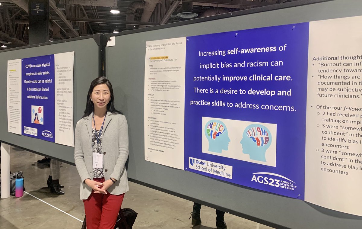 Nicki Hastings MD (@hastingsnicki) on Twitter photo Yoon Hie Kim <a href="/DukeGeriatrics/">Duke Geriatrics</a> with not one but 2 posters #AGS23 reporting on atypical symptoms of COVID in older adults and exploring the role of implicit bias and racism in medical decision-making Yoon Hie Kim <a href="/DukeGeriatrics/">Duke Geriatrics</a> with not one but 2 posters #AGS23 reporting on atypical symptoms of COVID in older adults and exploring the role of implicit bias and racism in medical decision-making