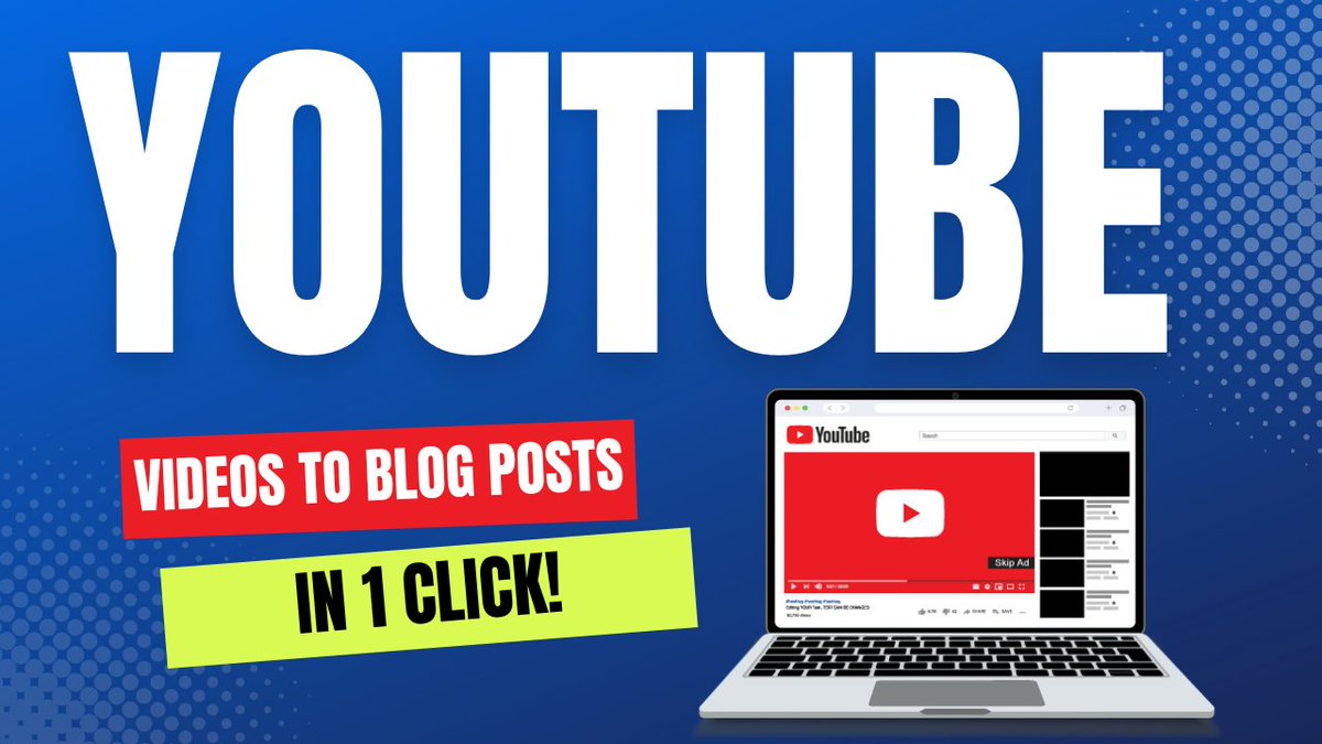YouTube Videos To Blog Posts In 1 Click! youtu.be/nL0OcElhnEU via @YouTube

#YouTubeMarketing #VideoToBlog #ContentRepurposing #ContentCreation #BlogPostIdeas #ContentMarketing #RepurposeVideos