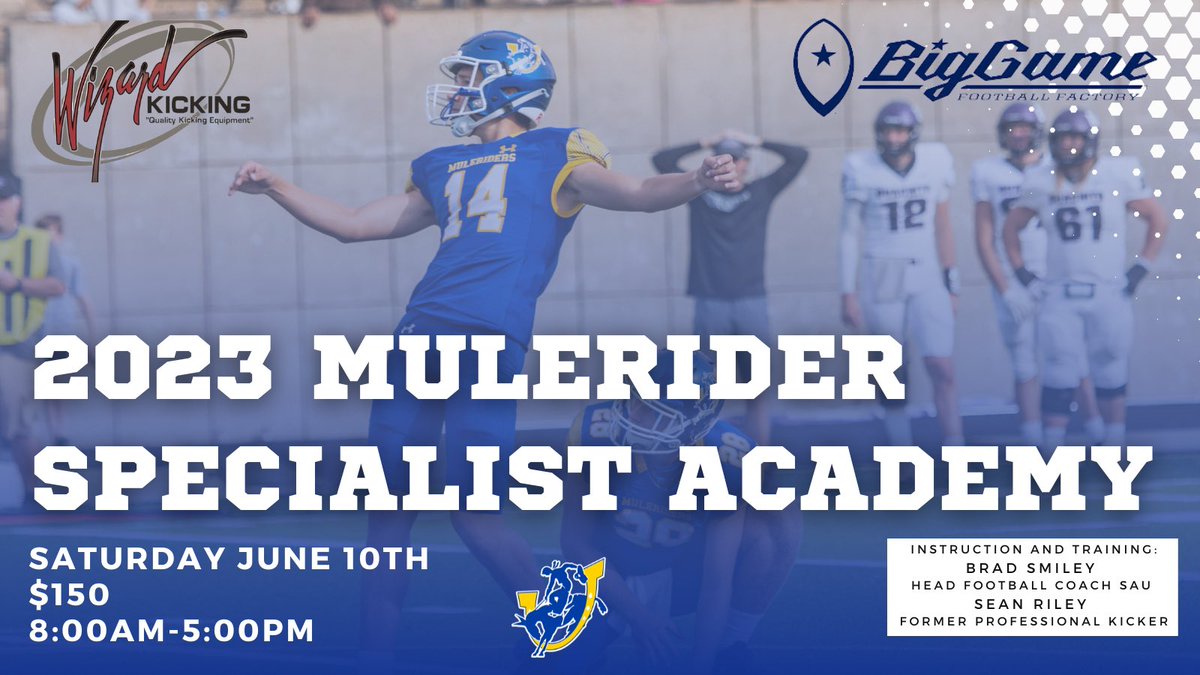 Mulerider Football (@saufootball) on Twitter photo ArkLaTex Specialists: recognized a need, so bringing in one of the best gurus around <a href="/coachseanriley/">Coach Sean Riley PhD (c)</a> to Mulerider Country!! 25+ years of training HS, College & Pro Kickers/Punters. Full Day of Training, Instruction, Film Study & Competitions. Will be a GREAT DAY!! #ArkLaTexU ArkLaTex Specialists: recognized a need, so bringing in one of the best gurus around <a href="/coachseanriley/">Coach Sean Riley PhD (c)</a> to Mulerider Country!! 25+ years of training HS, College & Pro Kickers/Punters. Full Day of Training, Instruction, Film Study & Competitions. Will be a GREAT DAY!! #ArkLaTexU